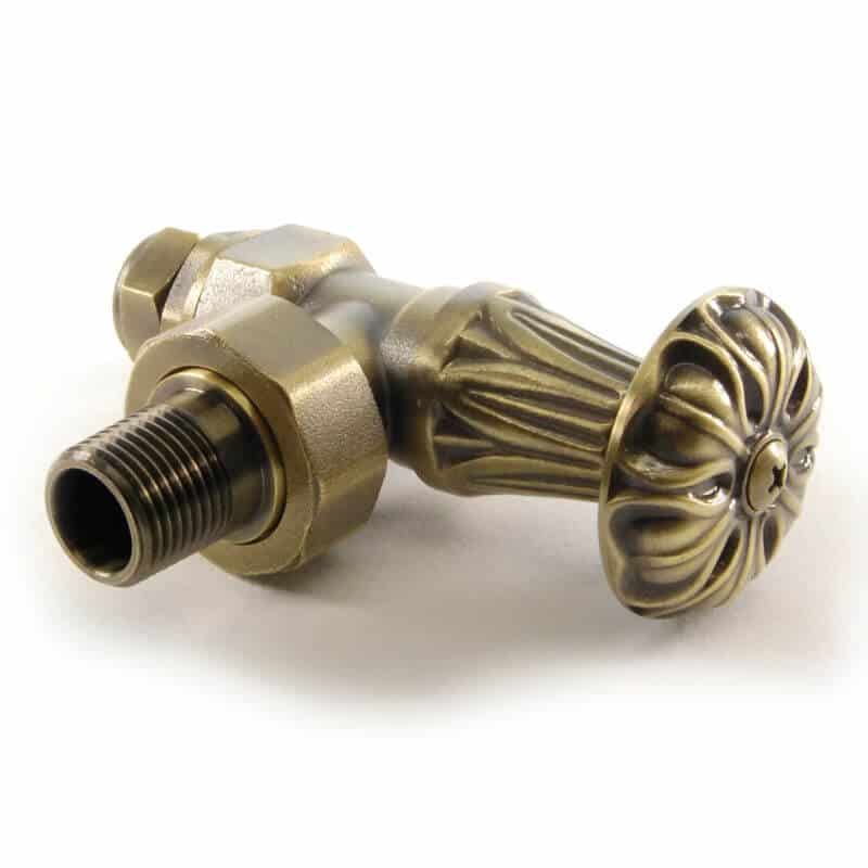 ABB-MAN-OEB-WH_800-1.jpg Abbey Radiator Valve and Lock-Shield - Old English Brass (Angled Manual)