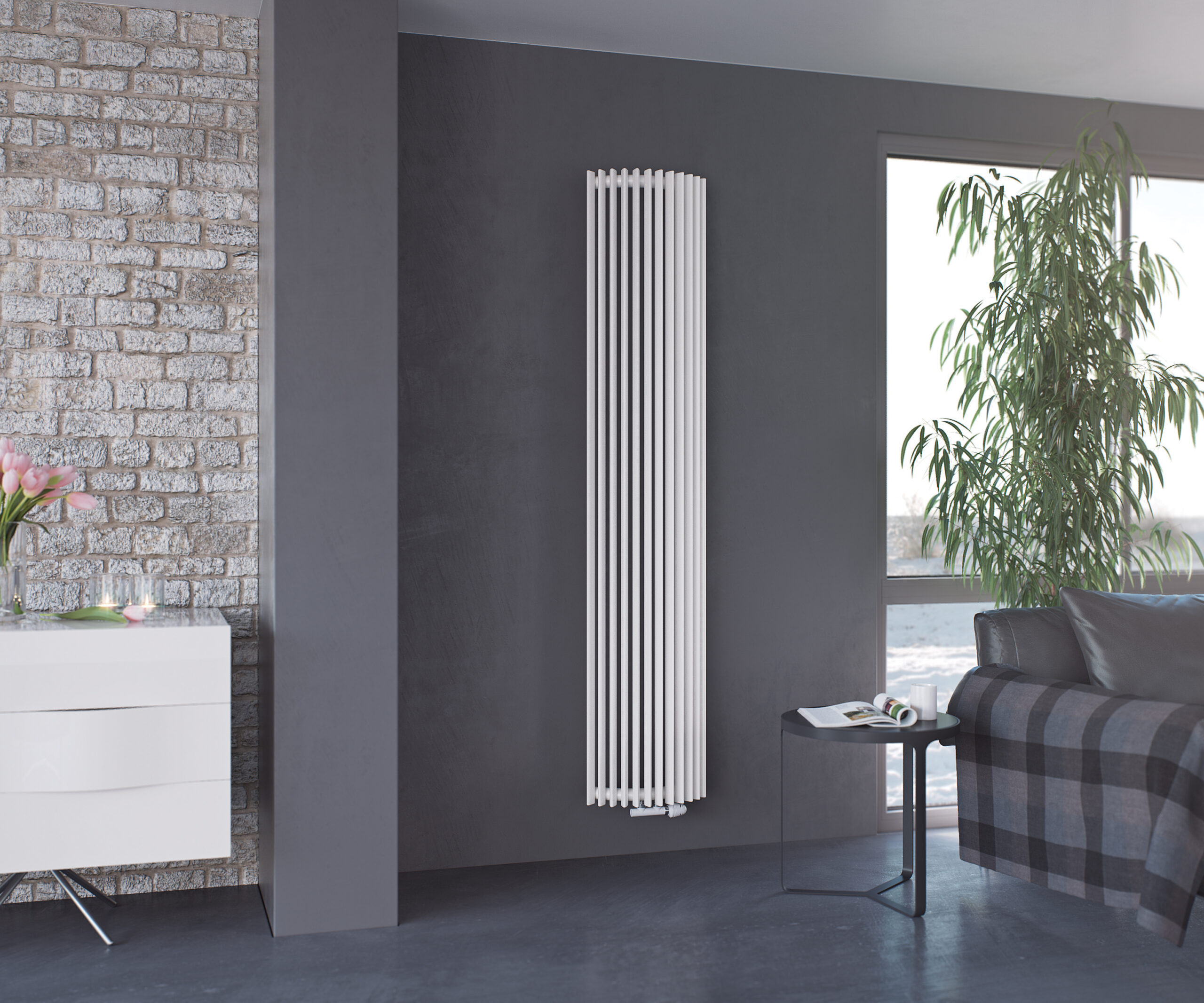 Corus-W-White-scaled-2.jpg Corus W Single Vertical Designer Radiator, Supplies with Central Connection (WHITE)