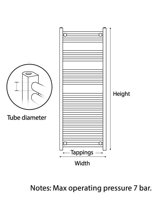 coloured-rads-specsheet-1-1.jpg Coloured K Rails 22mm Curved Designer Towel Rail